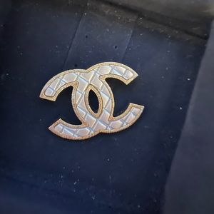 Chanel CC Matelasse Gold Silver Brooch